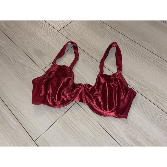 Vtg Victorias Secret Gold Label 1816 Second Skin Satin Bra UW Womens 36C Red